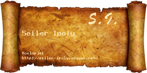 Seiler Ipoly névjegykártya